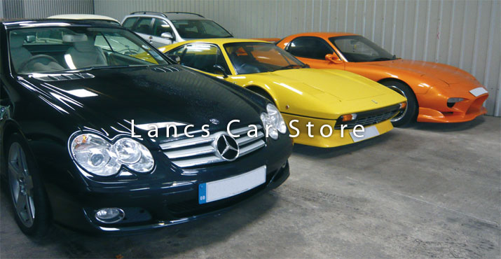 Storage of Mecedes, Ferrari and Mazda sports cars